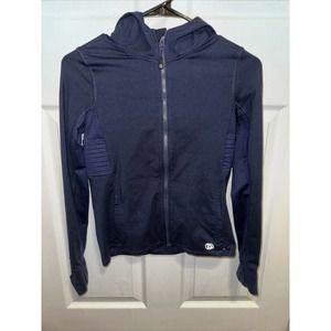 Dover Saddlery Athletic Equestrian Navy‎ Full Zip Jacket Hooded Girls Vented XL